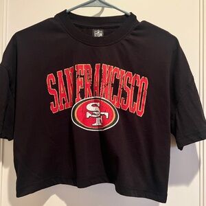 NFL San Francisco 49ers Black Tee with Red and White Logo